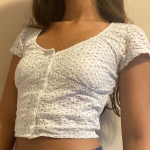 White Lace Eyelet Top